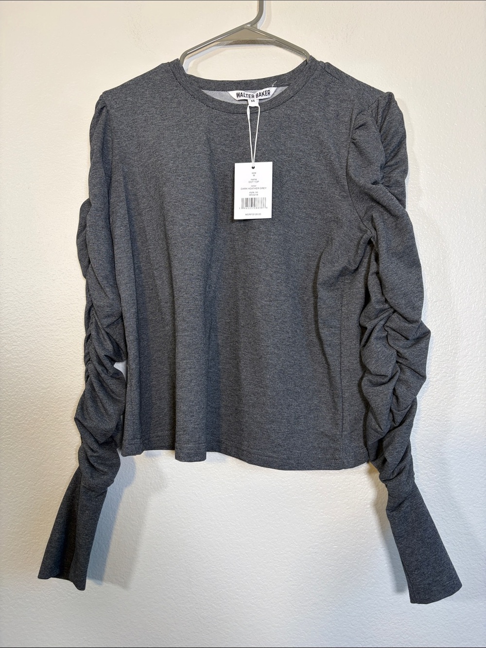 NWT Walter Baker Dot Top in Dark Heather Gray - M